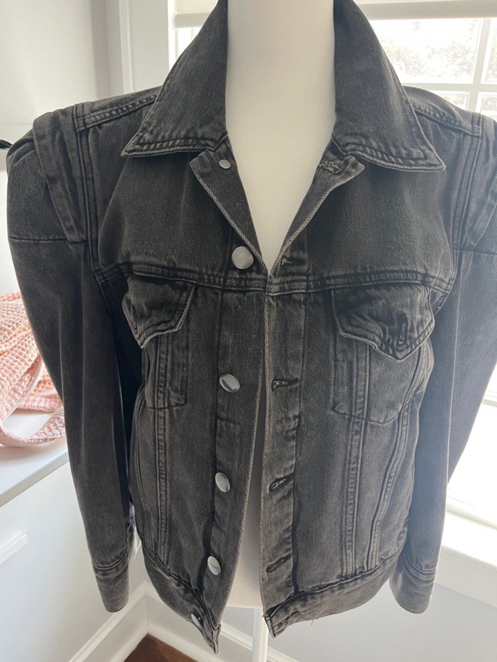 Women's Washed Black Denim Jean Jacket Frame